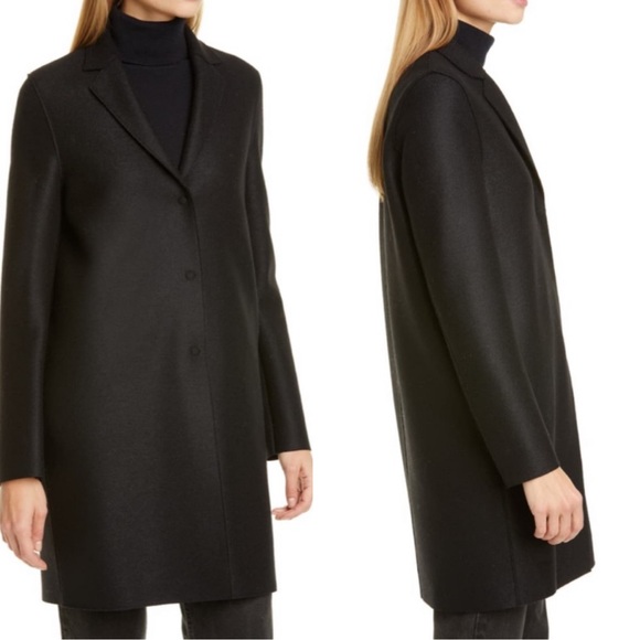 Harris Wharf Jackets & Blazers - Harris Wharf London Black Pressed Wool Cocoon Coat